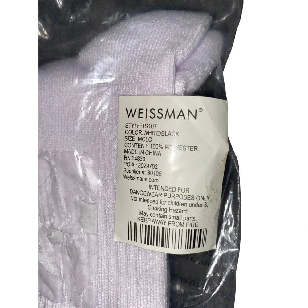Lot of 9 Weissman Dance Socks White Black Stripes NIP Costume Accessory